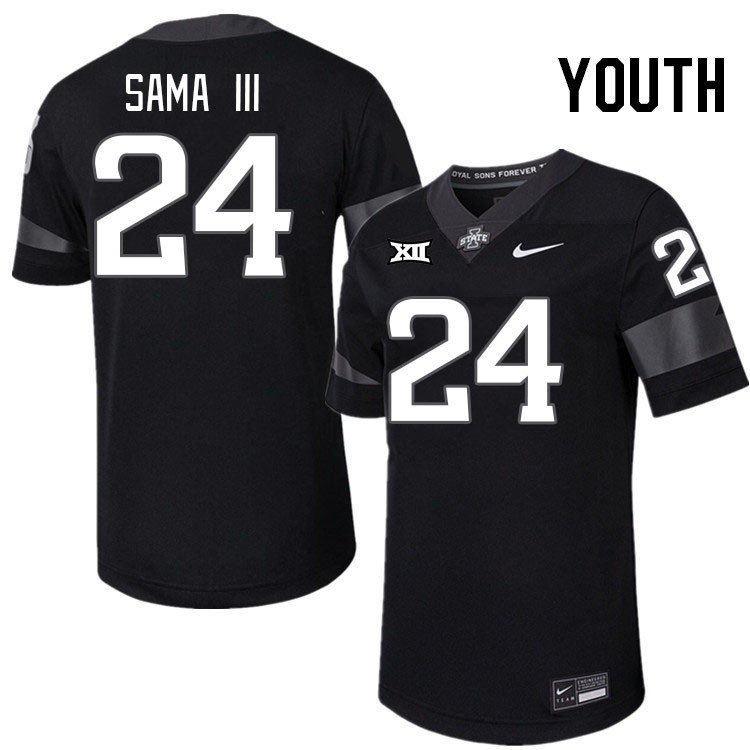 Youth #24 Abu Sama III Iowa State Cyclones College Football Jerseys Stitched-Black